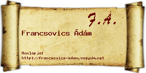 Francsovics Ádám névjegykártya